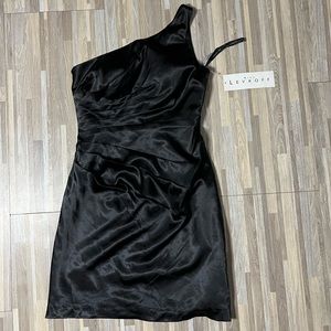 Bill Levkoff Bridesmaid Dress 189 Prom Wedding Short Gown Satin One Shoulder NWT